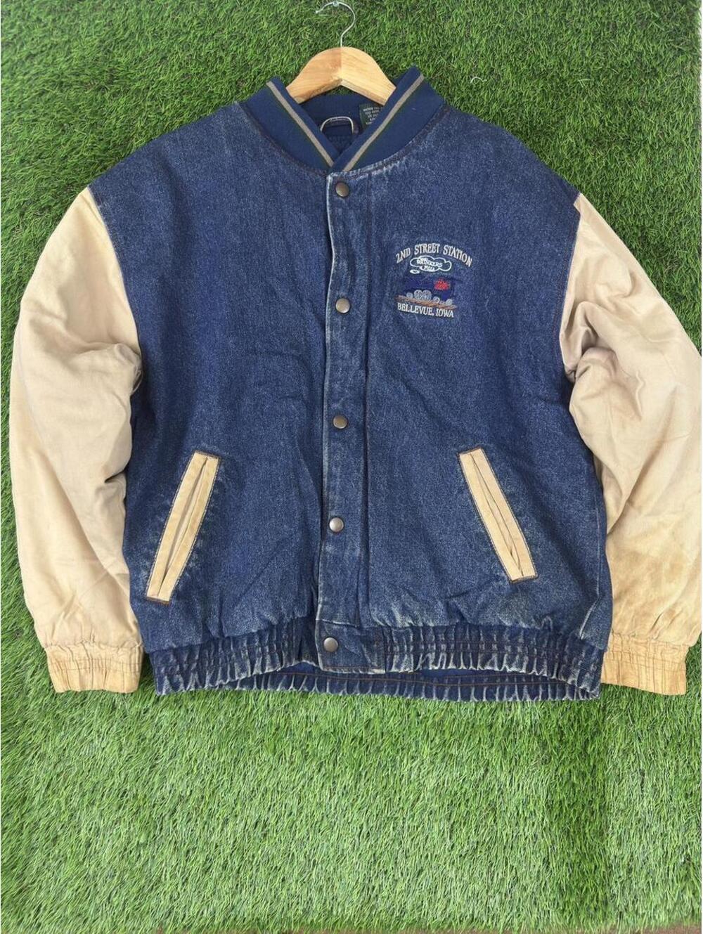 Vintage denim varsity jacket